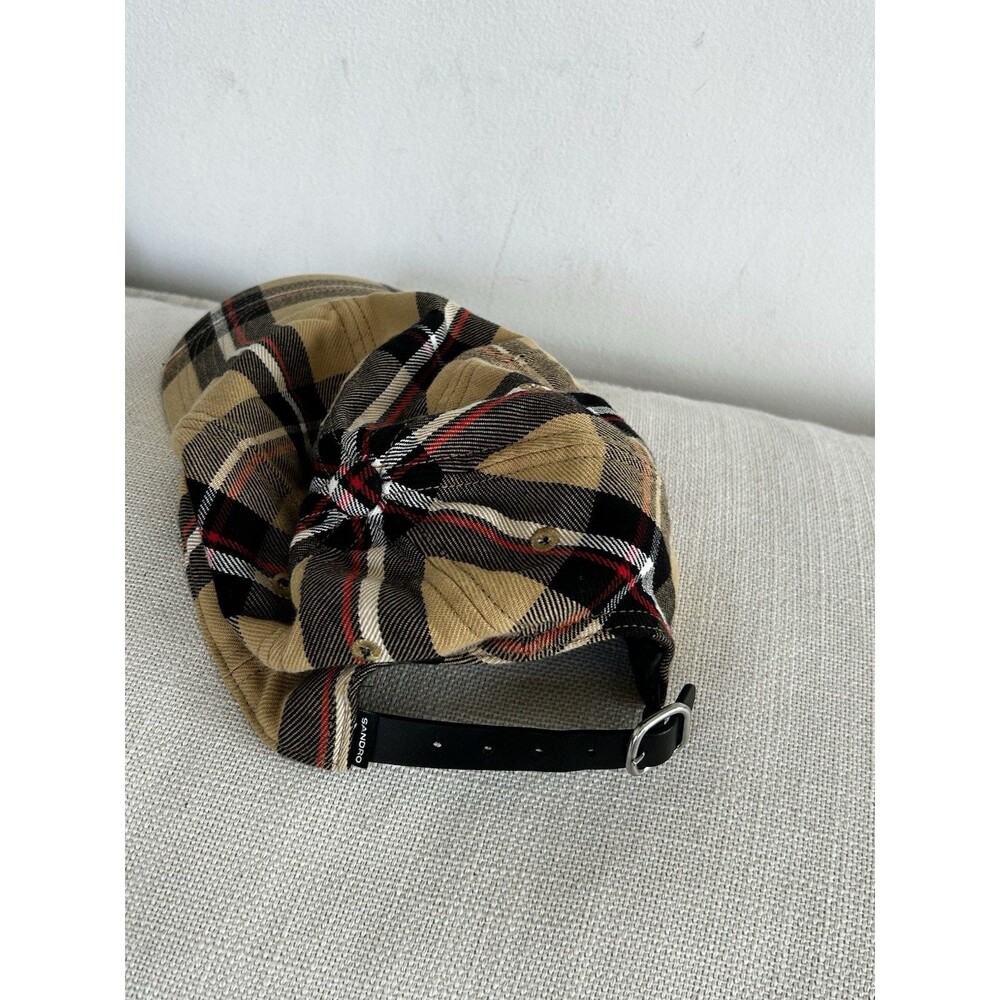 Sandro Plaid Hat Baseball Cap One Size Nova Check Adjustable Back Preppy - Picture 6 of 7